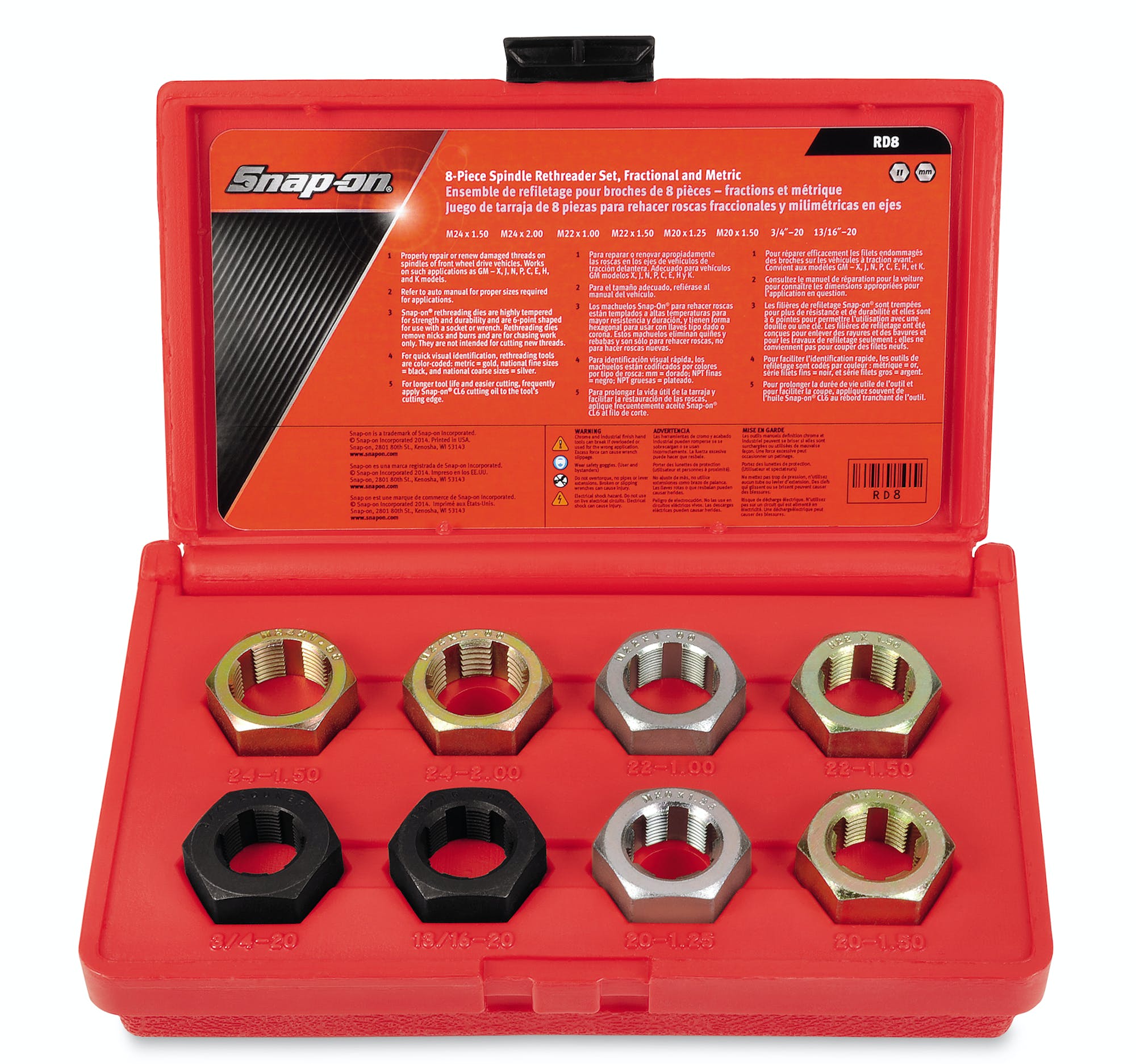 8 pc Spindle Rethreading Set | RD8 8 pc Spindle Rethreading Set | RD8
